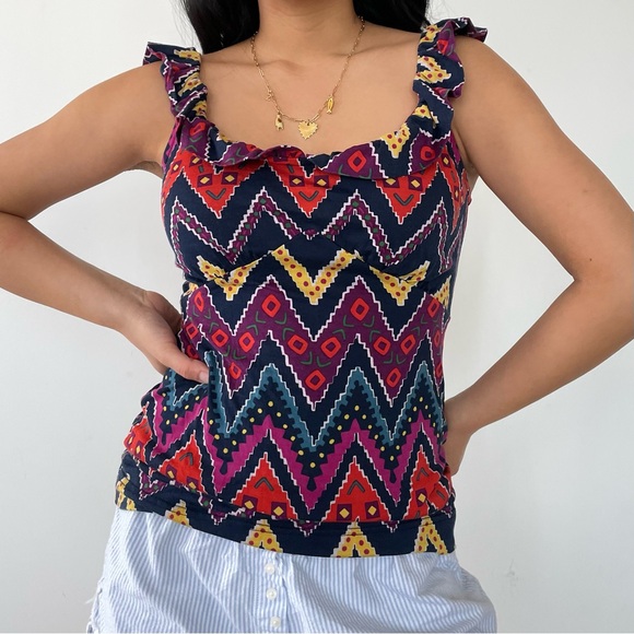 Marc by Marc Jacobs Bright Navy Multicolour Chevron Print Tank - X-Small - Picture 3 of 4